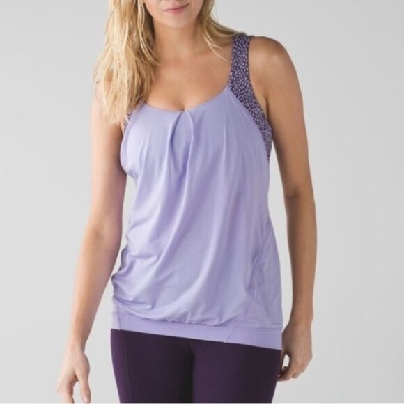 Lululemon Nouveau Limits Tank Top Lilac Miss Mosaic Lilac Deep Zinfandel Size 4 - Picture 1 of 16